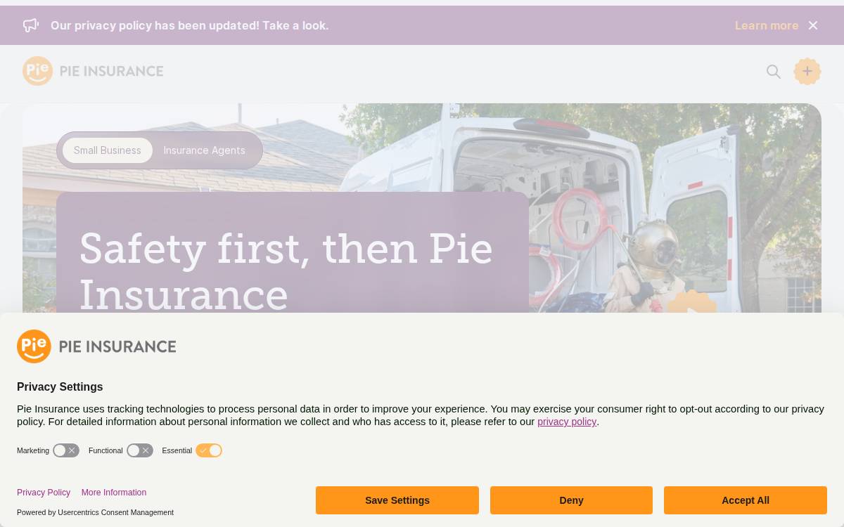 Pie Insurance website preview