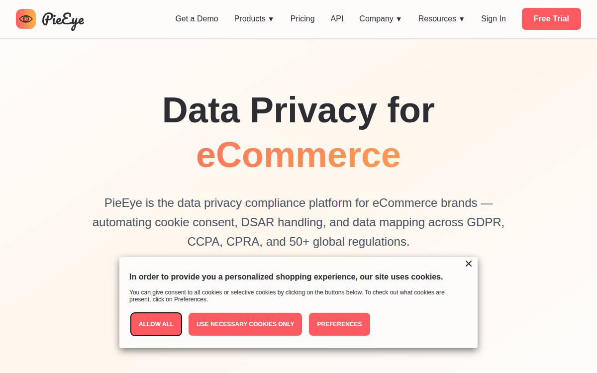 PieEye website preview