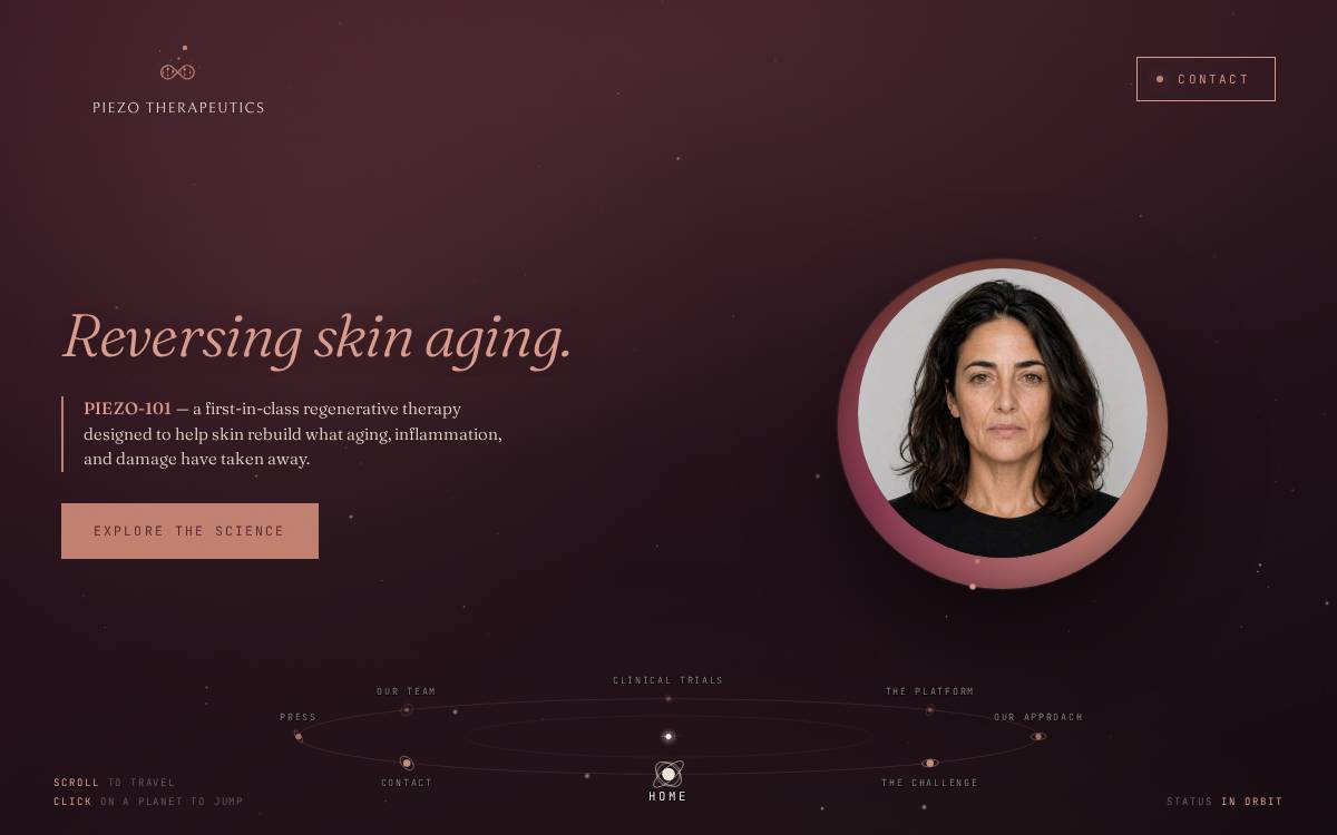 Piezo Therapeutics website preview