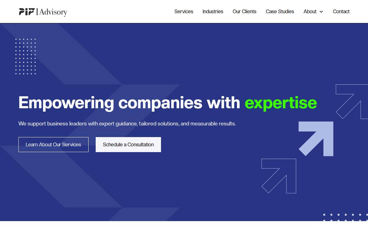 Pifadvisory website preview
