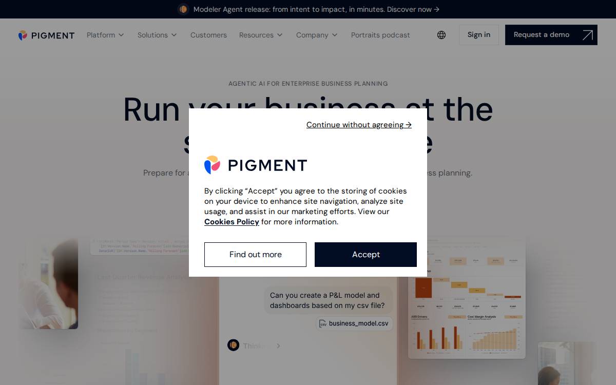 Pigment website preview