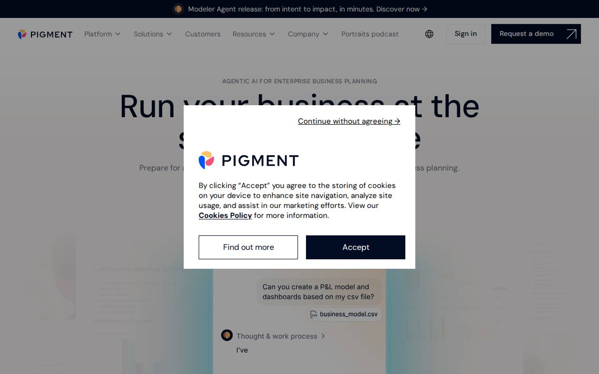 Pigment website preview