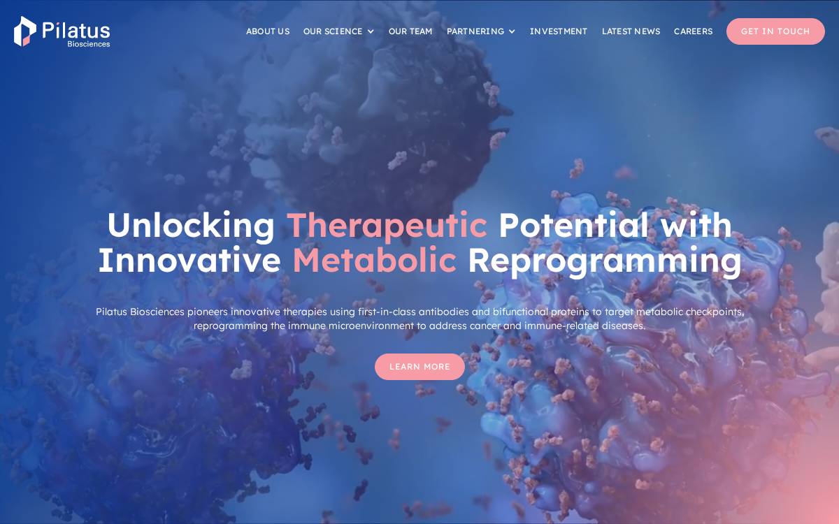 Pilatus Biosciences website preview