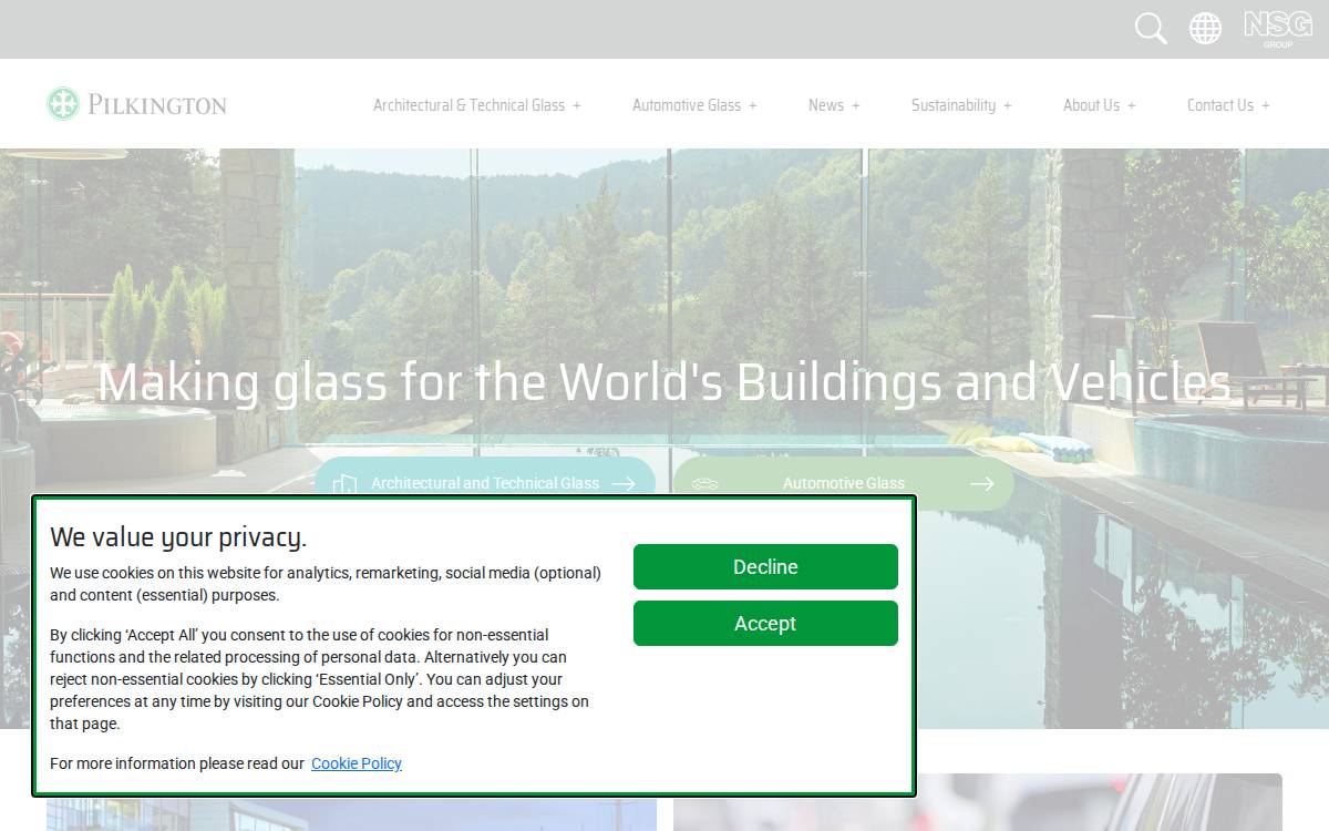 Pilkington website preview