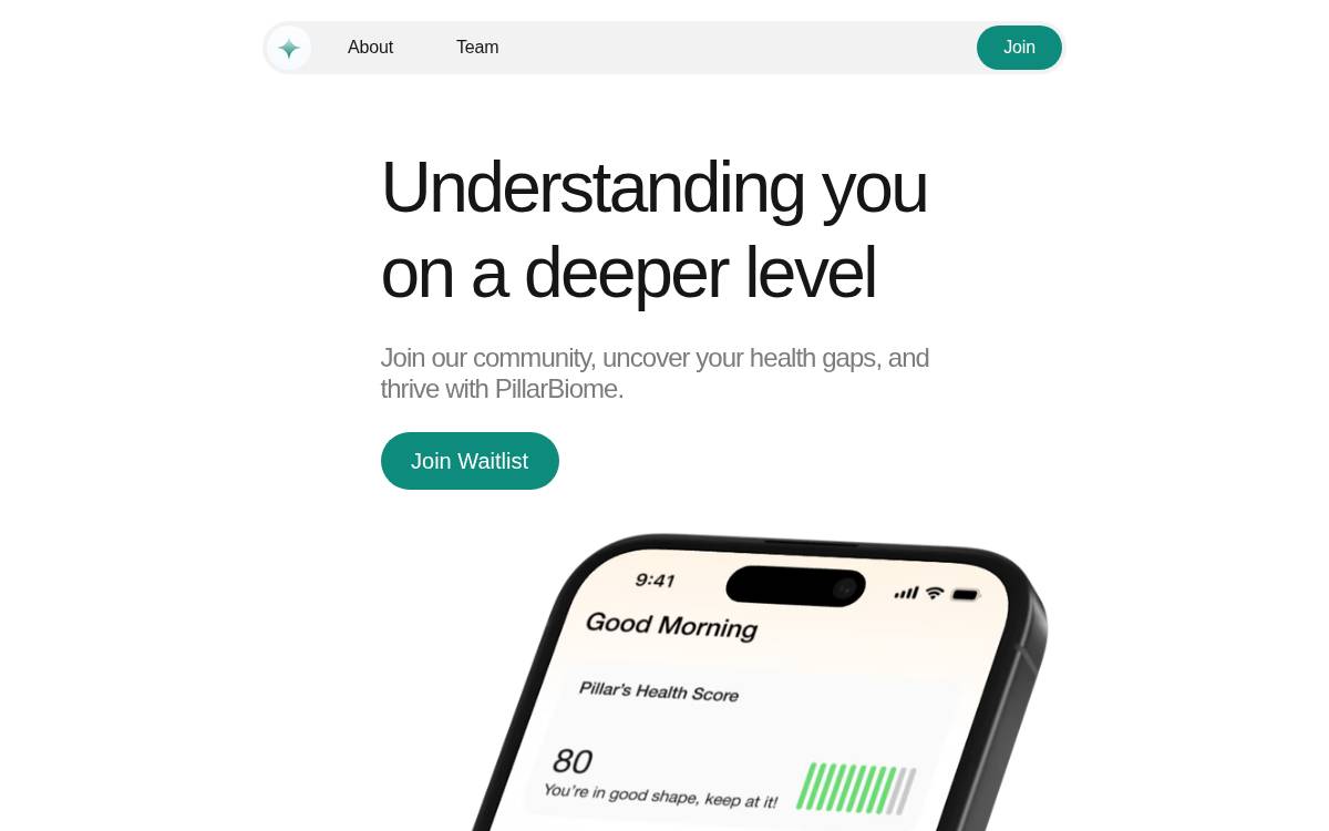 Pillarbiome website preview