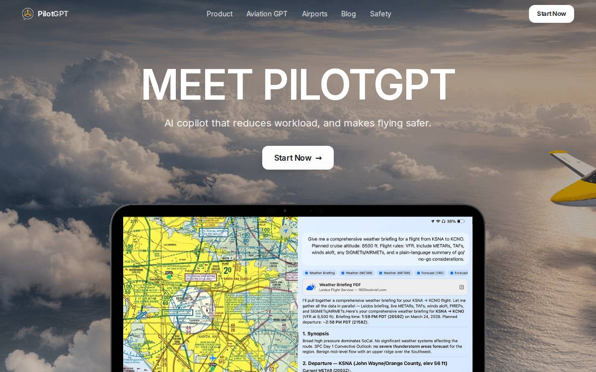 PilotGPT website preview