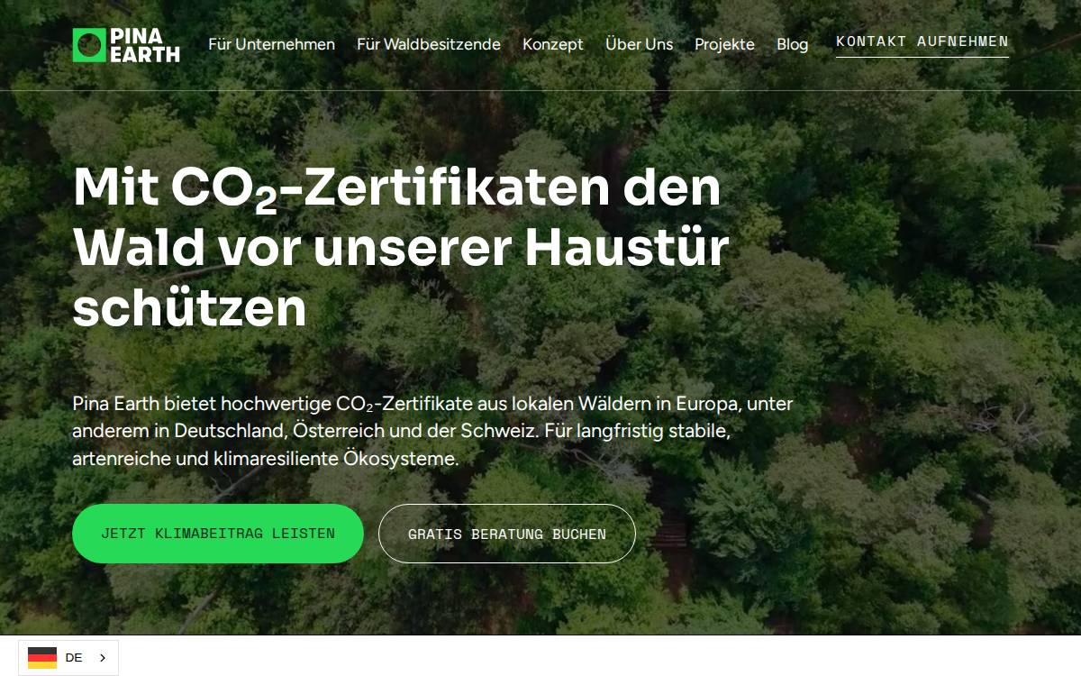 Pina Earth website preview