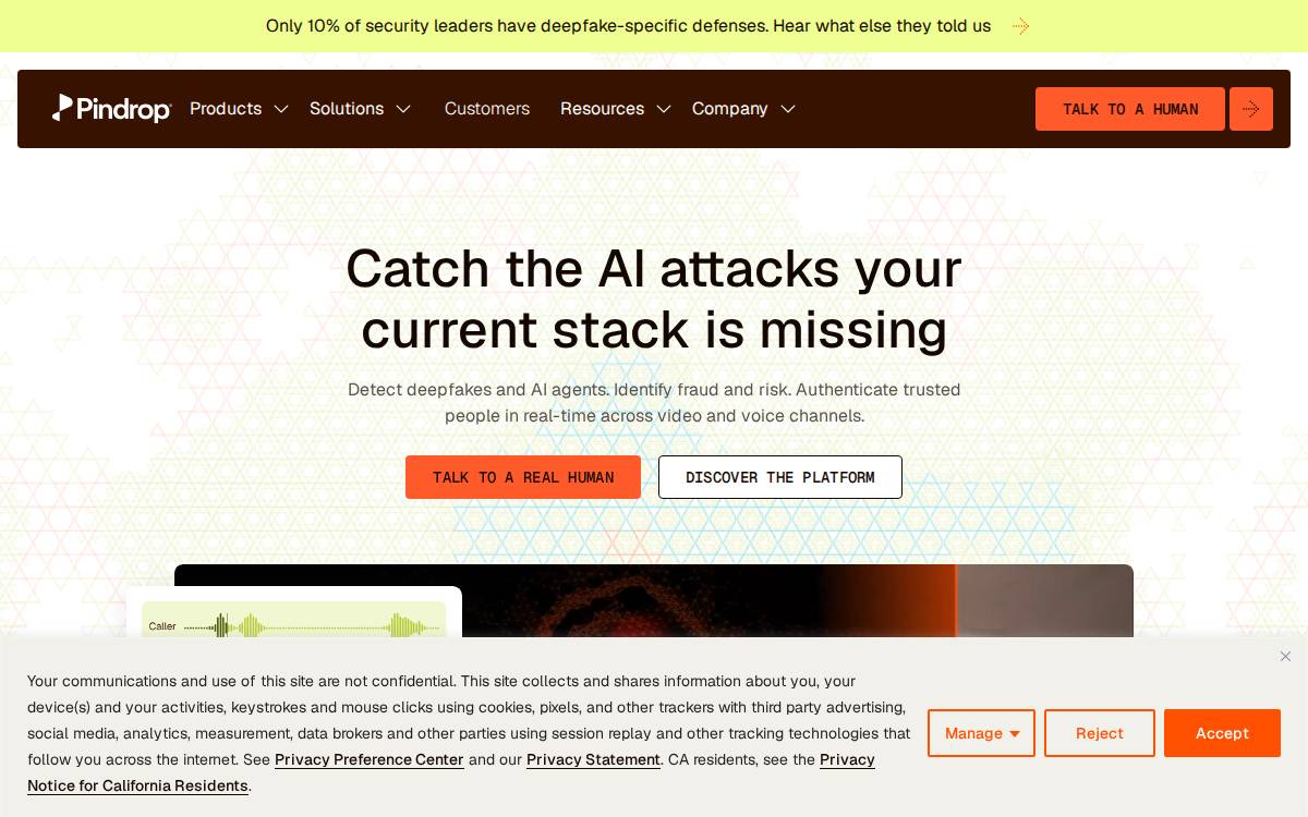 Pindrop Security website preview