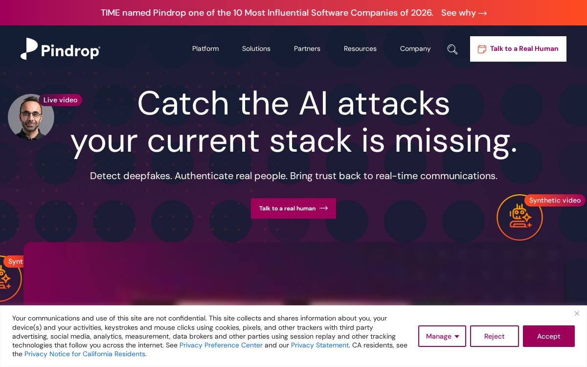 Pindrop website preview
