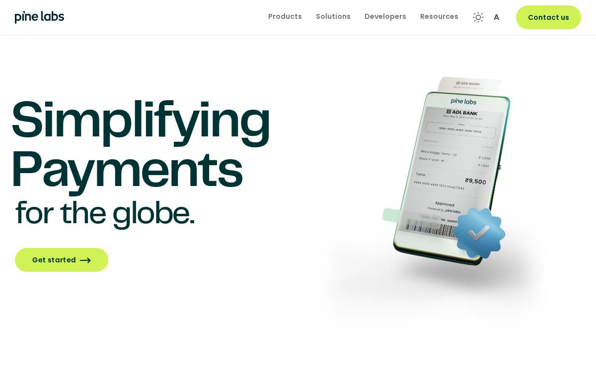 Pine Labs website preview
