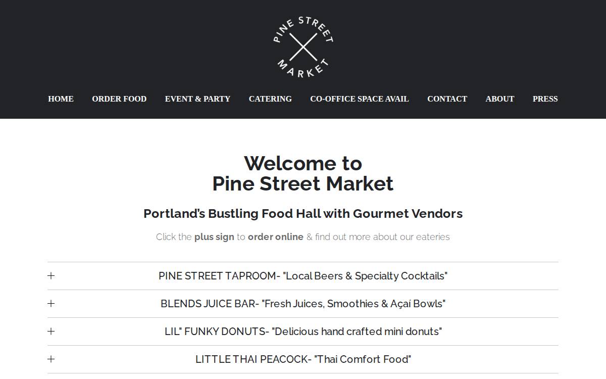 Pine Street Market website preview