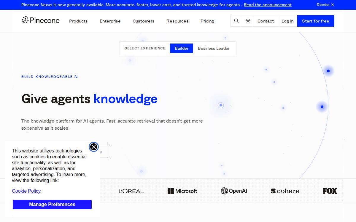 Pinecone website preview