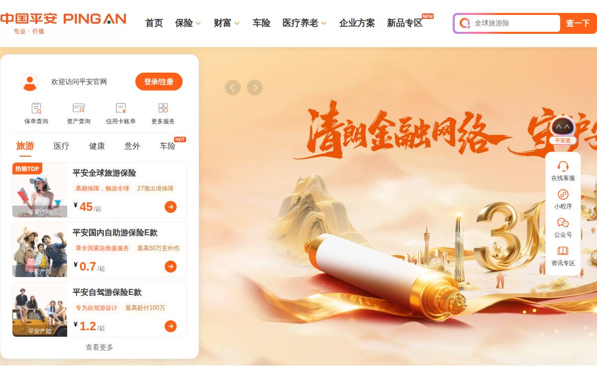 Pingan website preview