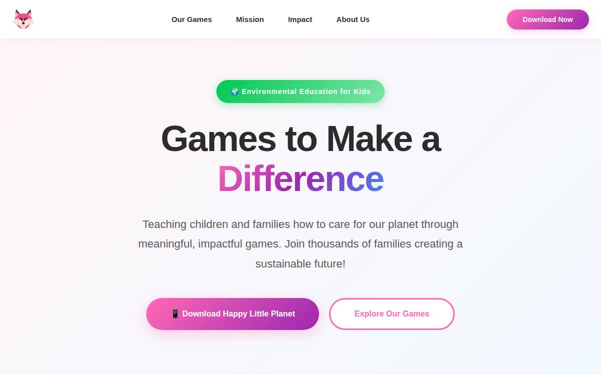 Pink Fox Games website preview