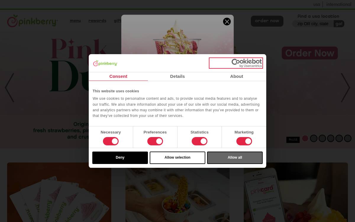 Pinkberry website preview