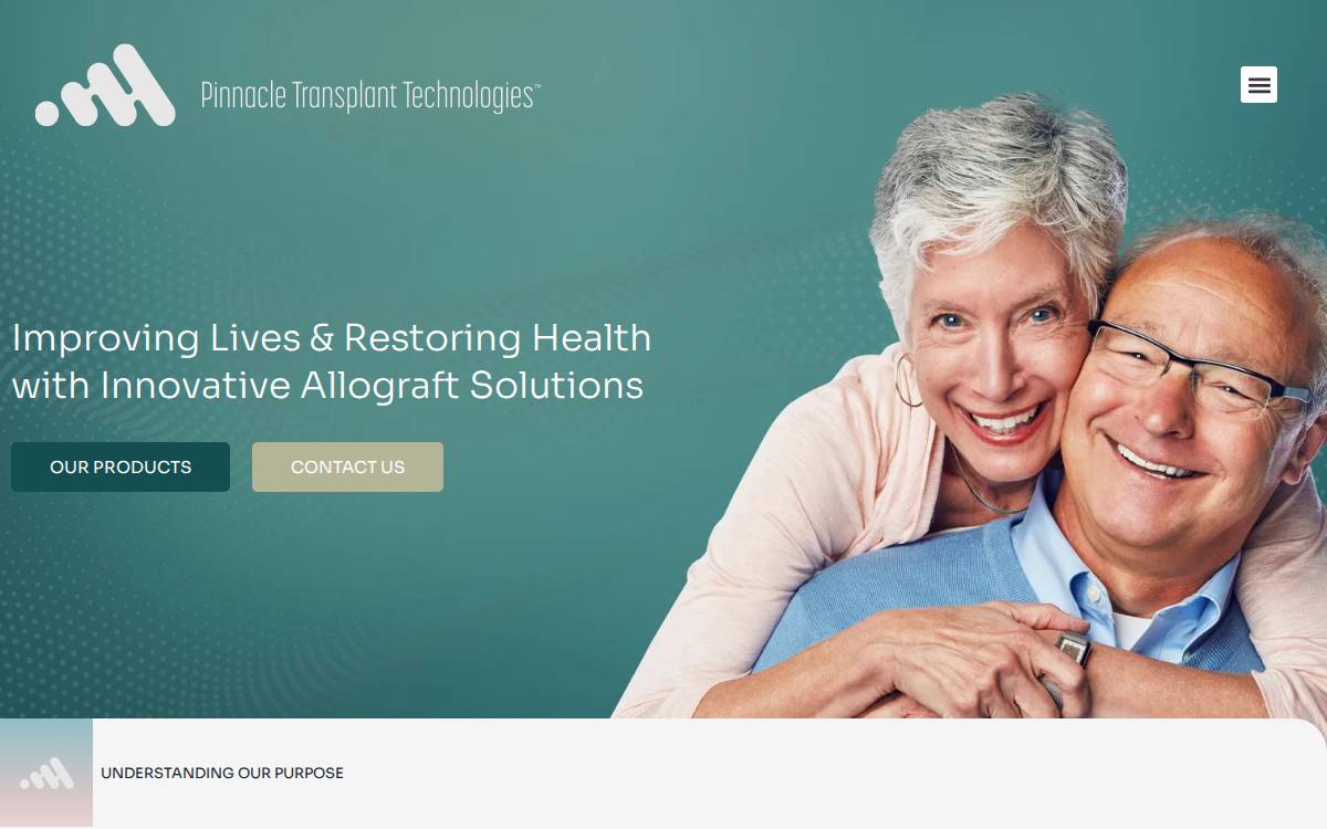 Pinnacle Transplant Technologies website preview
