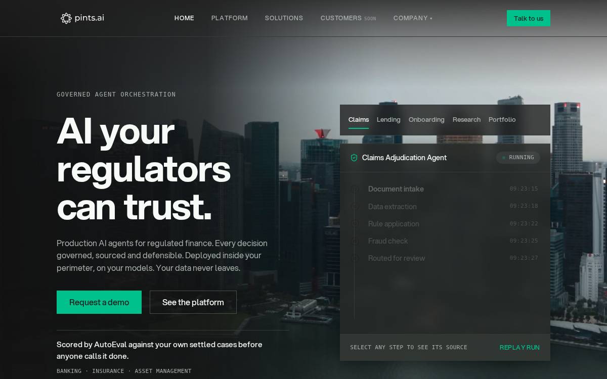 PINTS AI website preview