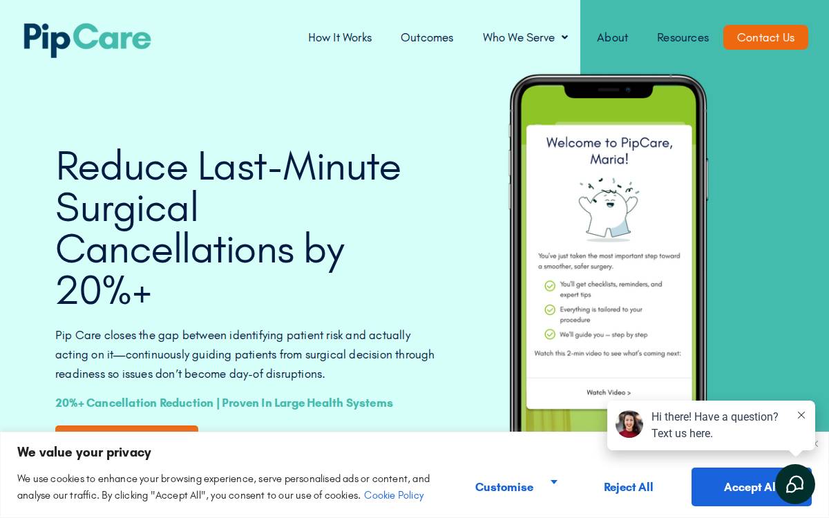 Pip Care website preview