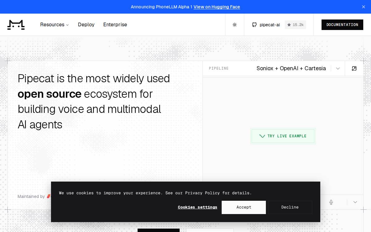 Pipecat website preview