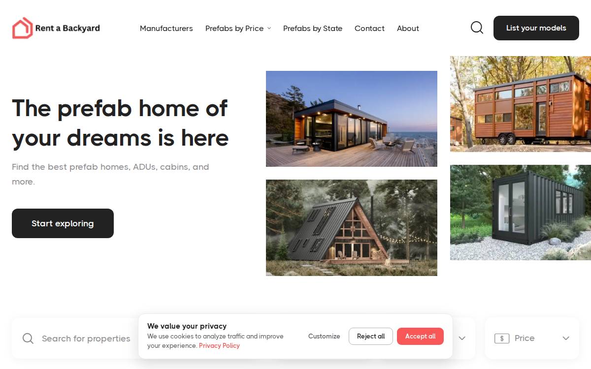 Pippin / Rent the Backyard website preview