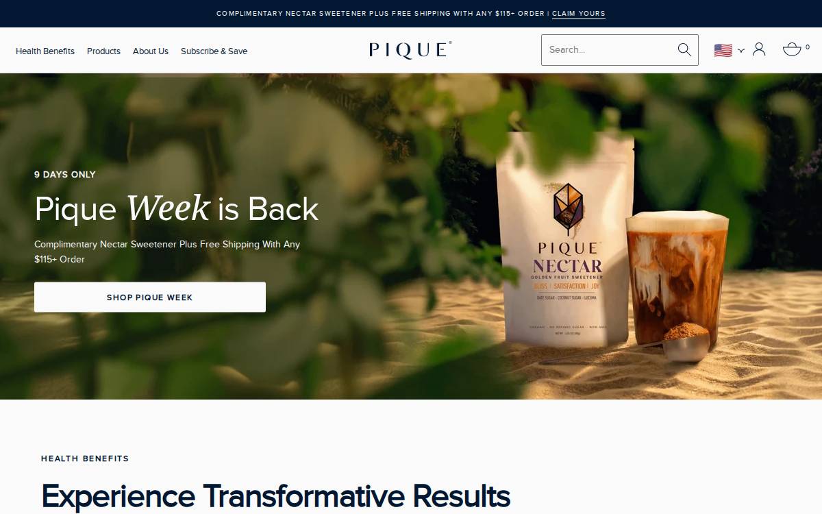 Pique Tea, Inc. website preview