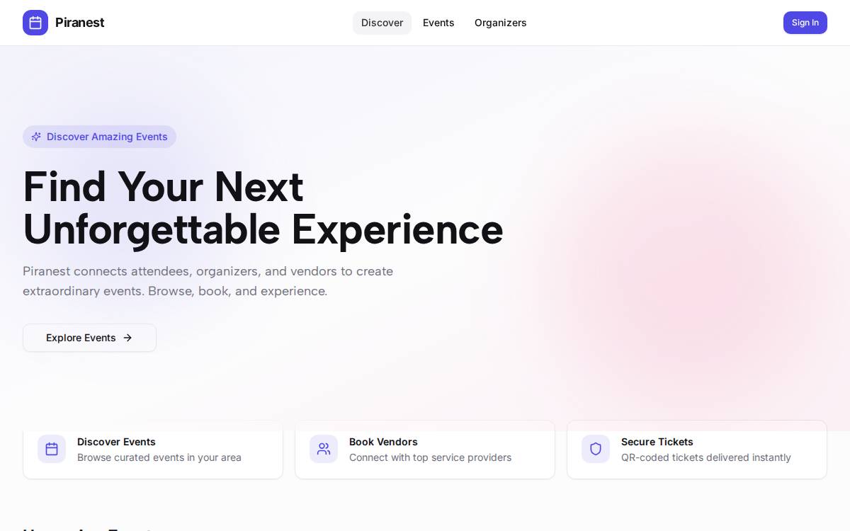Piranest website preview