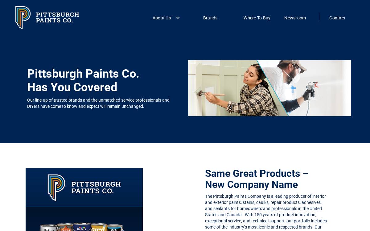 Pittsburgh Paints Co. website preview