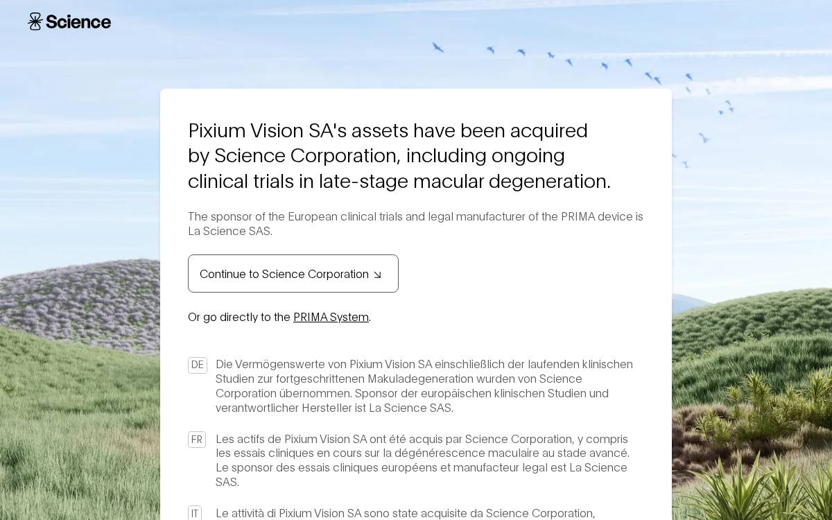 Pixium Vision website preview
