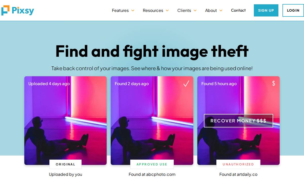 Pixsy website preview