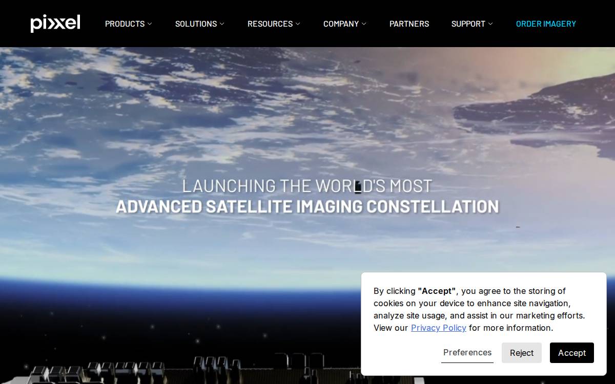 Pixxel website preview