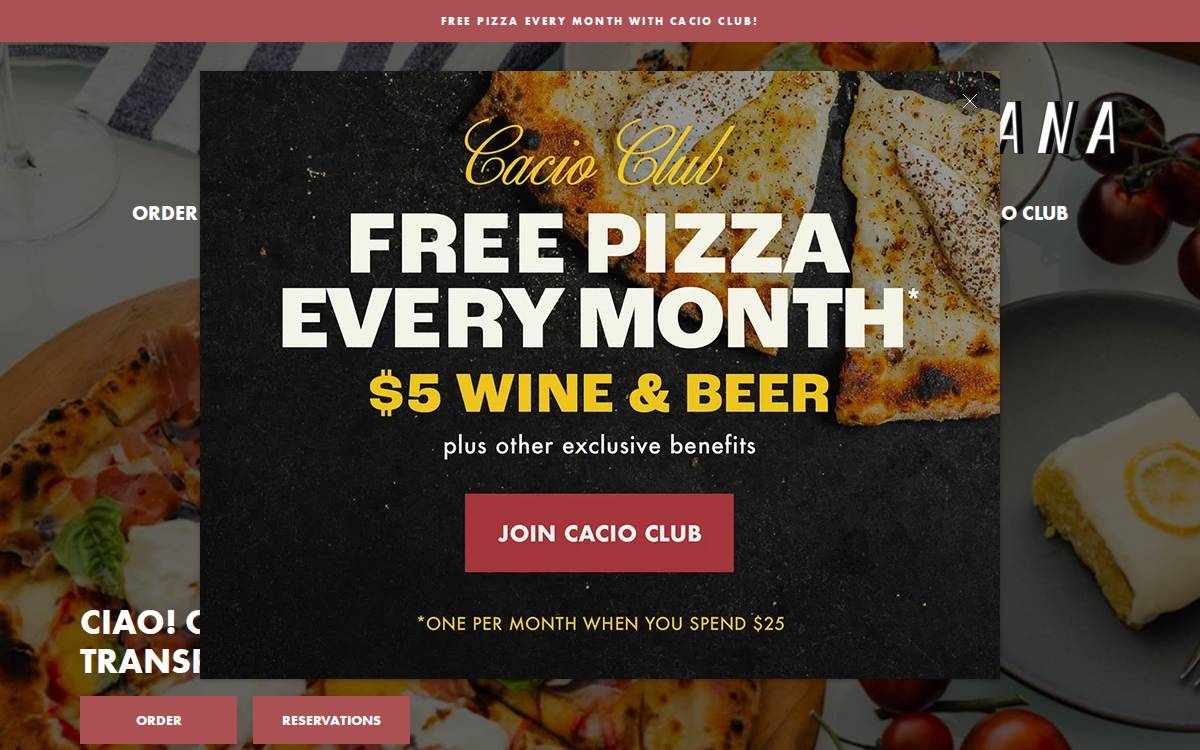 Pizzana website preview