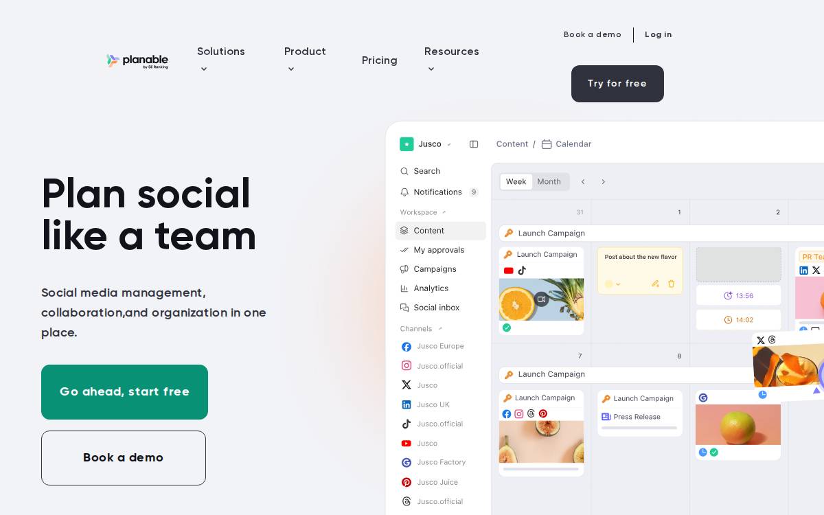 Planable website preview