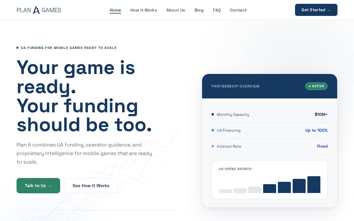 Plan A Games website preview