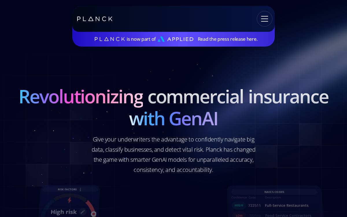 Planckdata website preview
