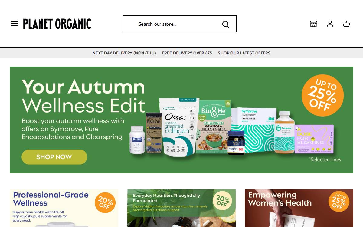 Planet Organic website preview