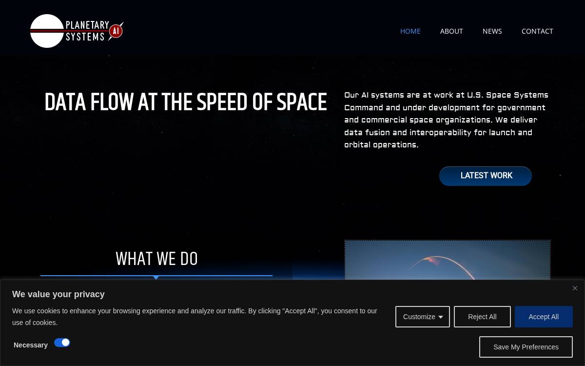 Planetary Systems AI website preview