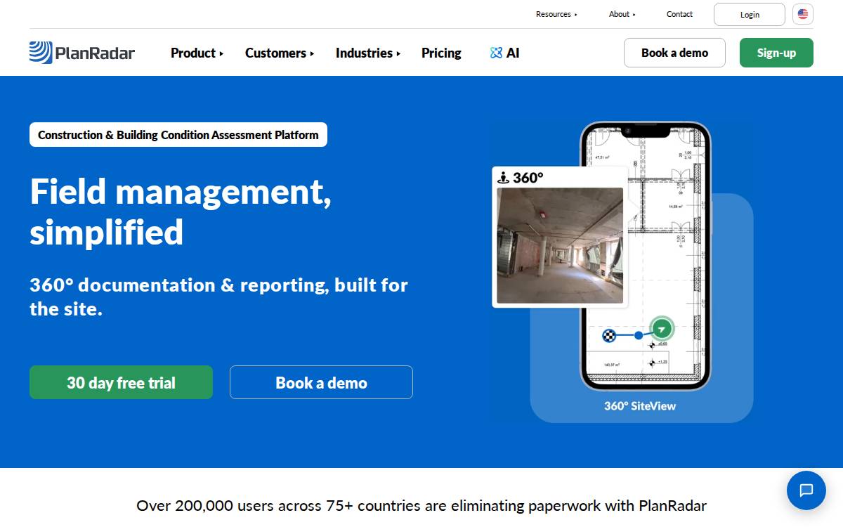 PlanRadar website preview