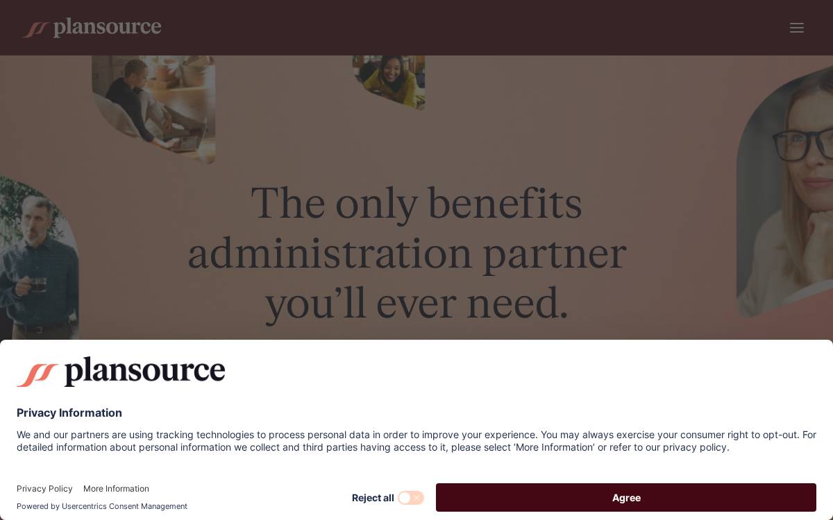 PlanSource Benefits Administration website preview