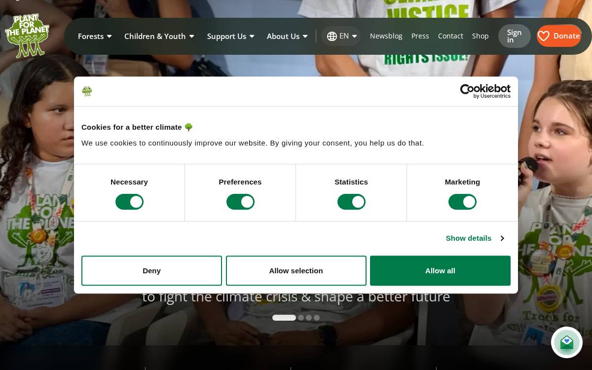 Plant for the Planet website preview
