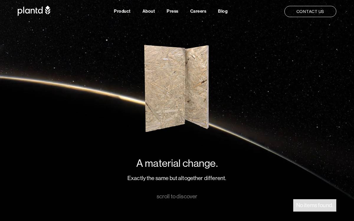 Plantd Materials website preview