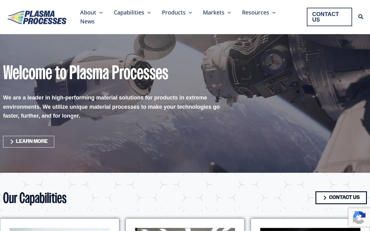 Plasma Processes, LLC website preview