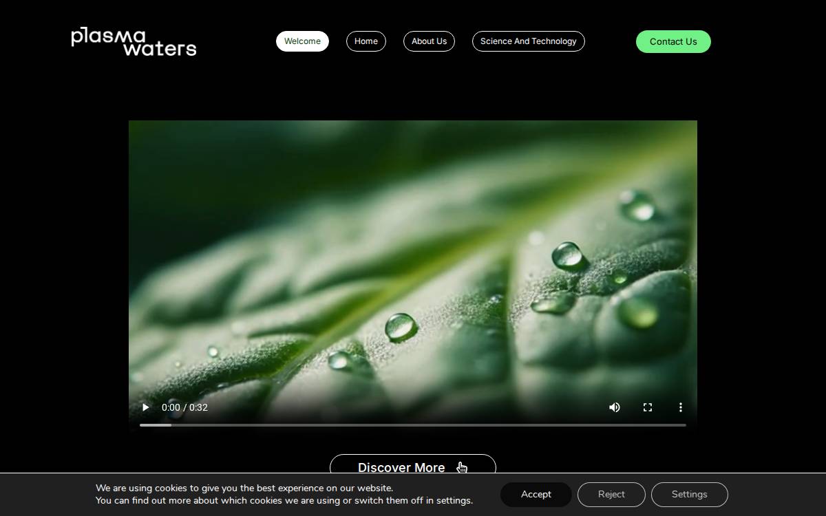 Plasma Waters website preview