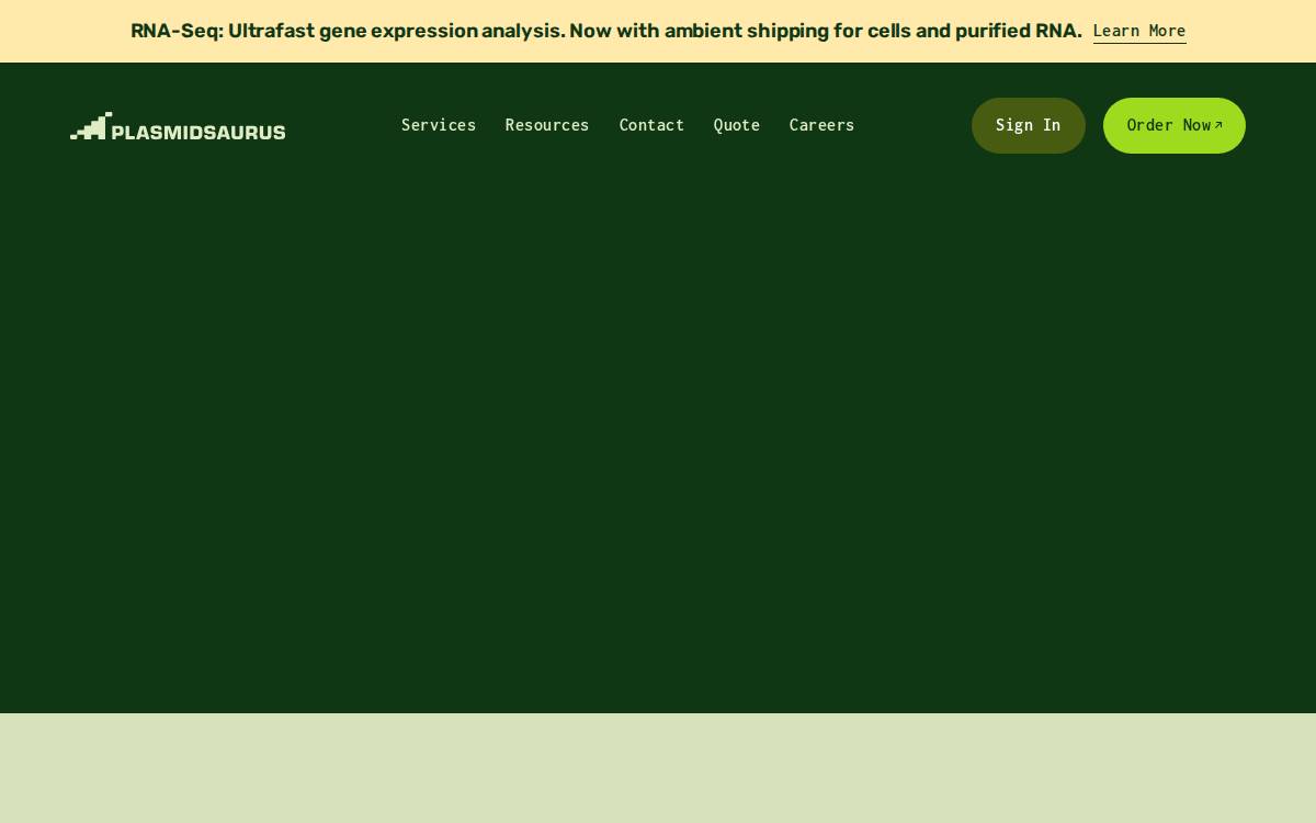 Plasmidsaurus website preview