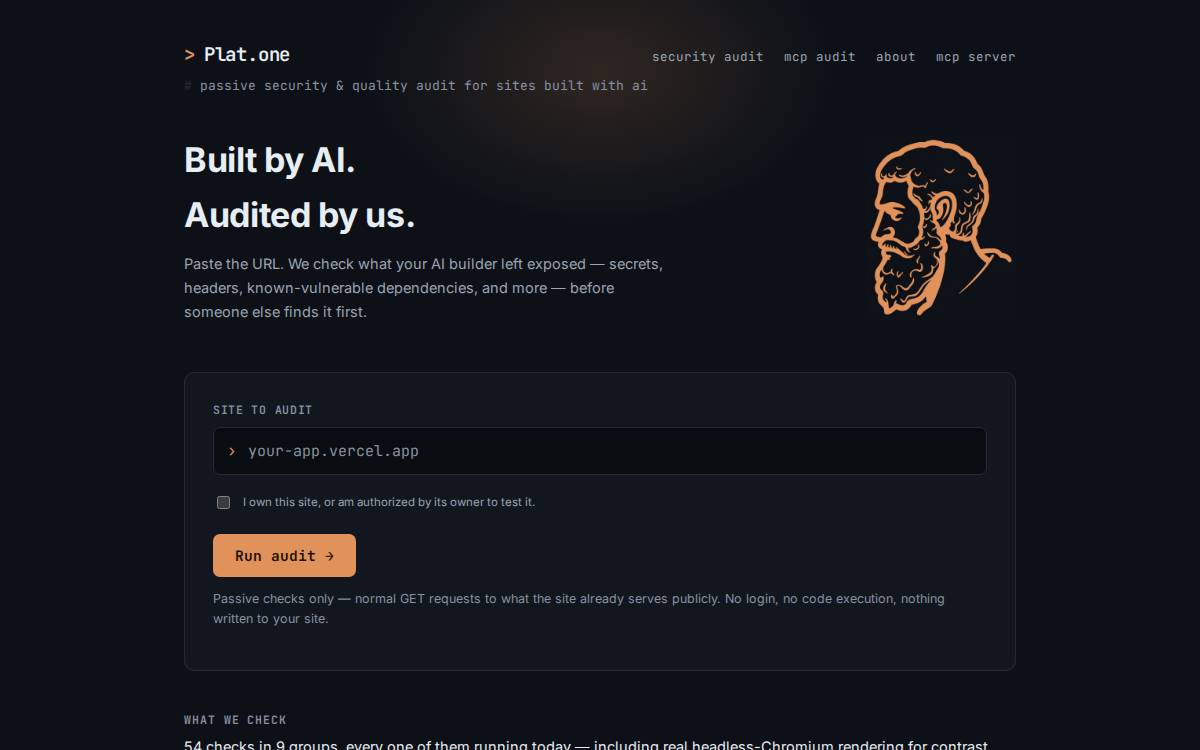 Plat One website preview