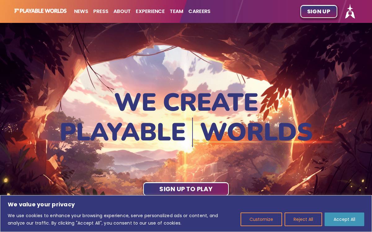 Playable Worlds website preview