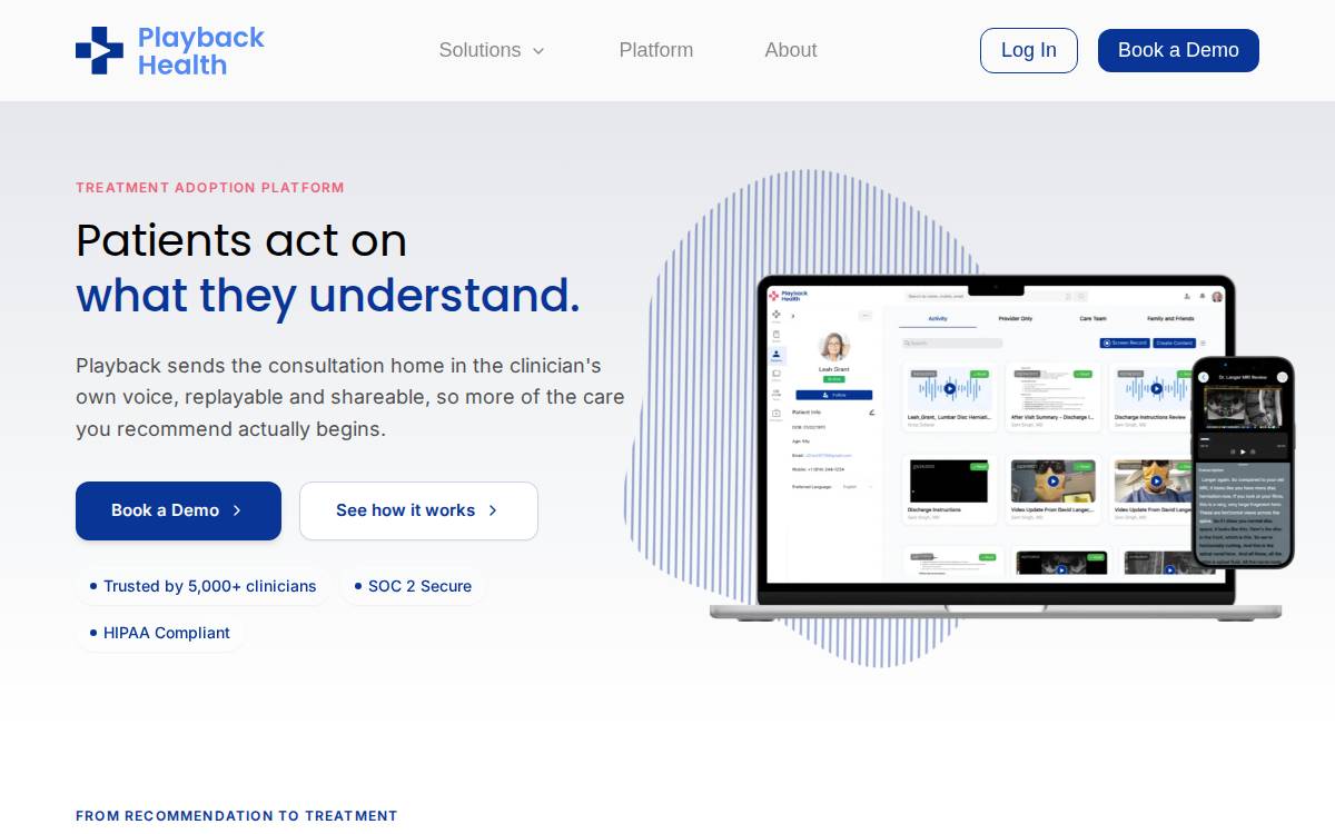 Playback Health website preview
