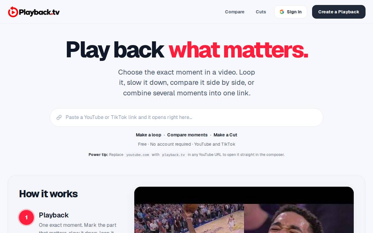 Playback website preview