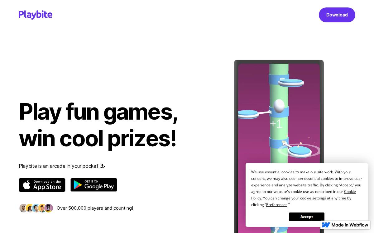 Playbite website preview