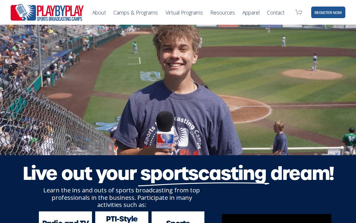 Playbyplaycamps website preview