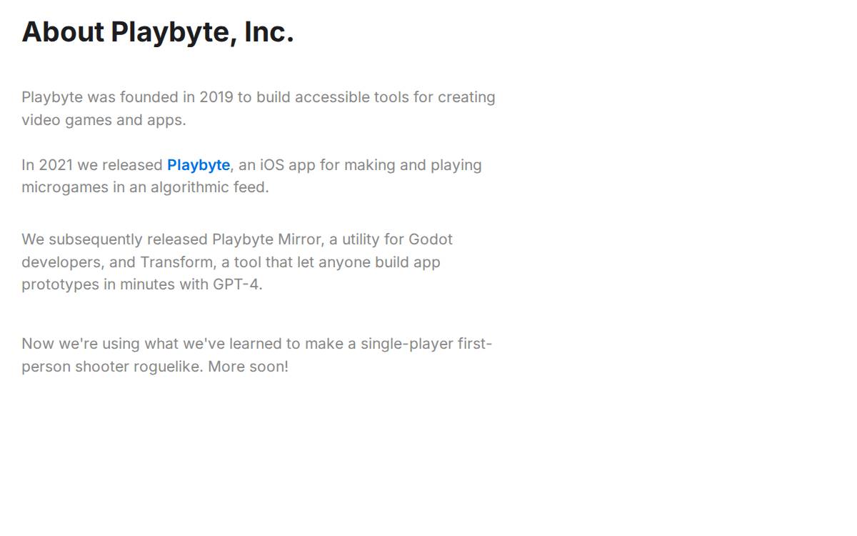 PLAYBYTE website preview
